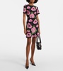 Iconic floral ruffled silk minidress
