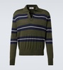 Striped wool and silk polo sweater