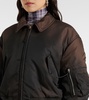 Cropped faux fur-trimmed bomber jacket