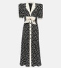 Bow-detail printed silk maxi dress