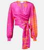 Tie-dye silk wrap top