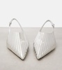 Art Deco mirrored leather slingback flats