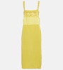 Lace-trimmed silk-blend midi dress