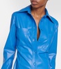 Faux leather shirt dress