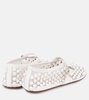 Studded leather-trimmed mesh ballet flats