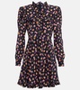 Printed belted silk minidress