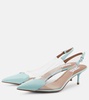 Le Cœur patent leather and PU slingback pumps