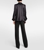 Bow-detail silk satin blouse