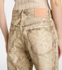 Snake-print mid-rise wide-leg jeans 