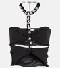 Chain-link embellished halter top