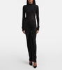 Embellished ruched jersey maxi dress