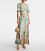 Floral embellished silk maxi dress