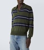 Striped wool and silk polo sweater