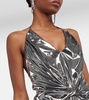Halterneck metallic midi dress