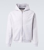 Face cotton fleece zip-up hoodie