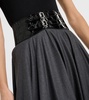 Belted high-rise virgin wool midi skirt