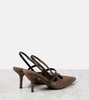 Monili suede slingback pumps