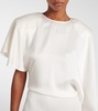 Asymmetric crêpe satin midi dress