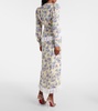 Bow-detail lace-trimmed silk maxi dress