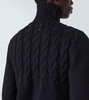 Cable-knit wool turtleneck sweater