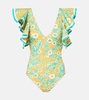 Cristina ruffled printed swimsuit
