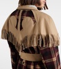 Fringed checked trench coat