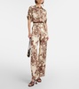 Printed high-rise wide-leg pants