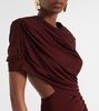 Draped open-back satin gown