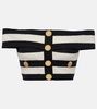 Striped off-shoulder crop top