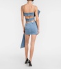 Bow-detail denim miniskirt