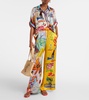 La Charrasca printed silk satin wide-leg pants
