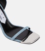 x Sergio Rossi Amazona feather-trimmed denim sandals