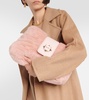 Cuscino leather-trimmed teddy clutch