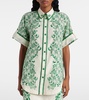 Olive printed cotton and silk shirt