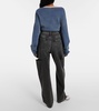 Cutout high-rise tapered jeans