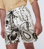 Printed cotton and linen shorts
