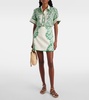 Olive printed cotton and silk shirt