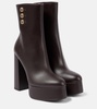 Brune leather platform ankle boots