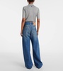 Belted low-rise wide-leg jeans