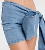Bow-detail denim miniskirt