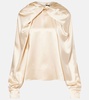 Elegante Key torchon silk satin blouse