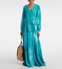 Tie-dye silk wrap dress