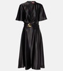 Honey belted silk satin midi dress