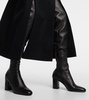 Damier leather over-the-knee boots