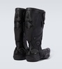 Biker embossed leather knee-high boots