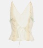 Sheer ruffled silk chiffon top