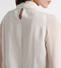 Cara draped high-neck silk top