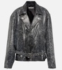 Distressed leather jacket
