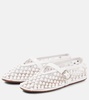 Studded leather-trimmed mesh ballet flats