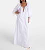 Puff-sleeve cotton maxi dress